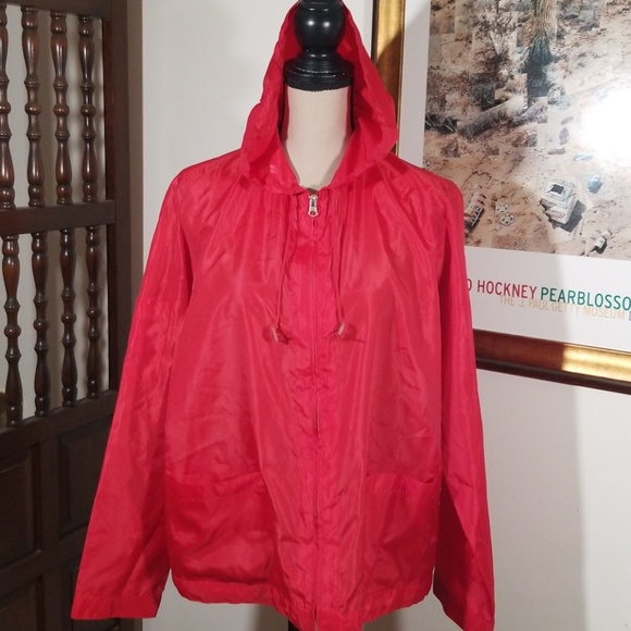 Liz Clairborne water proof hoodie red jacket. M - Picture 1 of 8